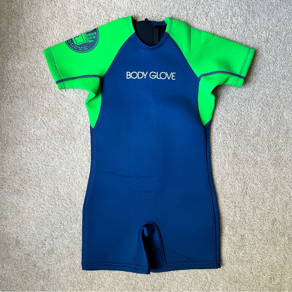 Body Glove Stallion Springsuit Wetsuit Child Sz Small Blue Green LikeNew